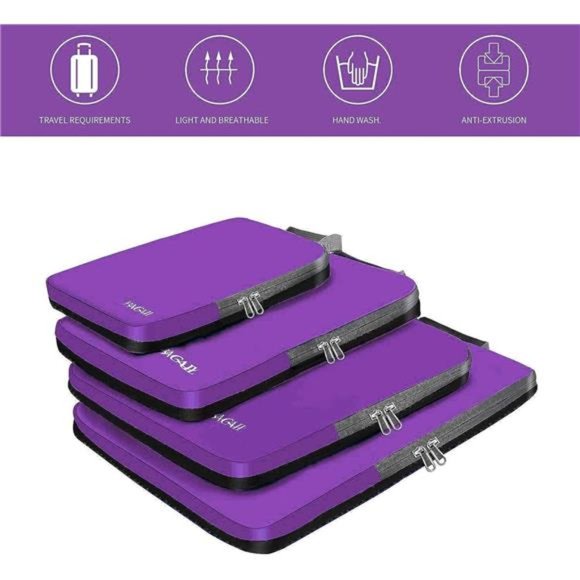 4Pack Compression Packing Cubes Travel Accessories Expandable Packing Organizers - Picture 2 of 6